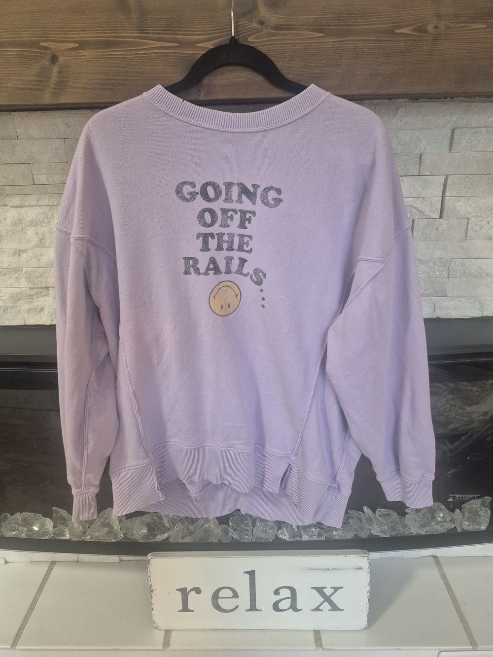 Aerie Lavender 'Going Off The Rails' Crewneck Sweatshirt - Women